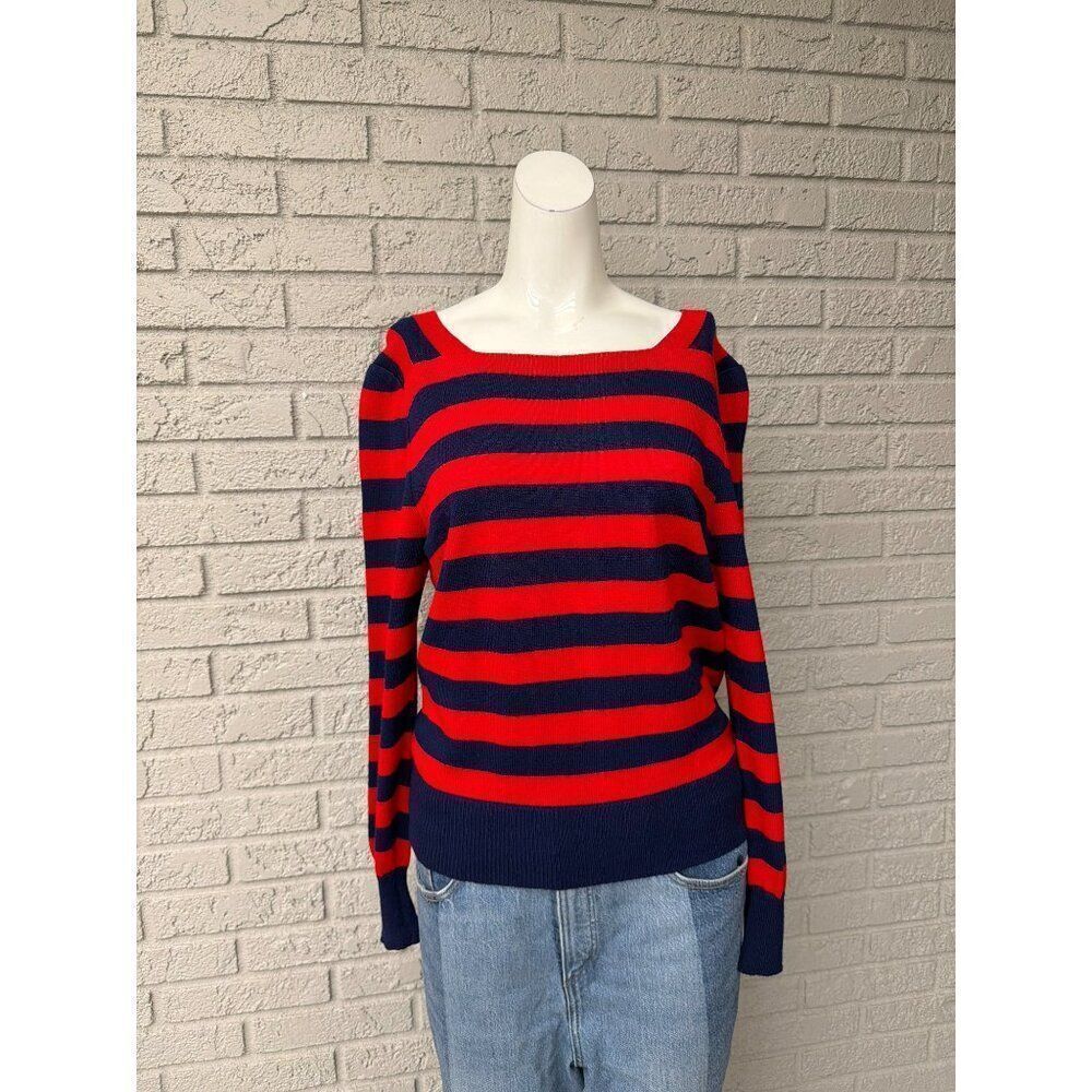 Maria Marrarella Women’s Blue Red Striped Long Sleeve Sweater Size L